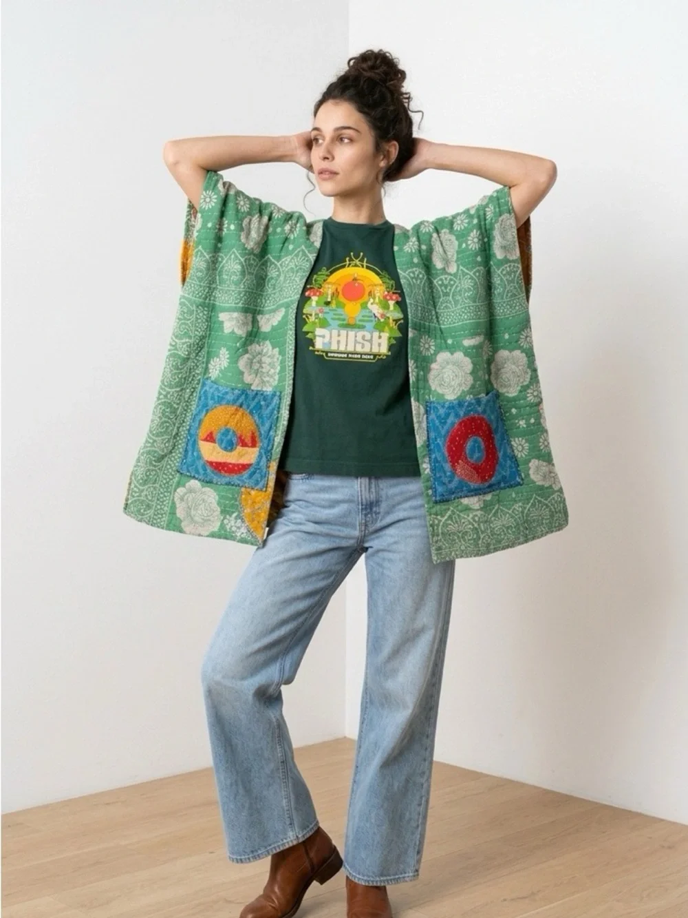 Handcrafted Upcycled PHISH Kantha Tunic NWT One Size - Picture 4 of 16